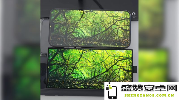 三星S24 Ultra（底部）与 iPhone 15 的屏幕抗反射对比
