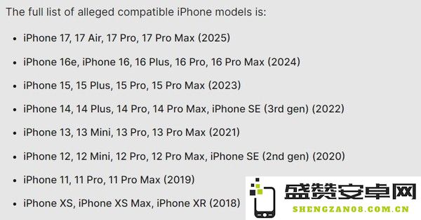 苹果iOS 19可升级机型清单曝光 iPhone XR：我还能再战