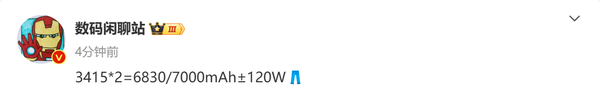 iQOO新机将搭载7000mAh电池＋120W 定位中端市场！