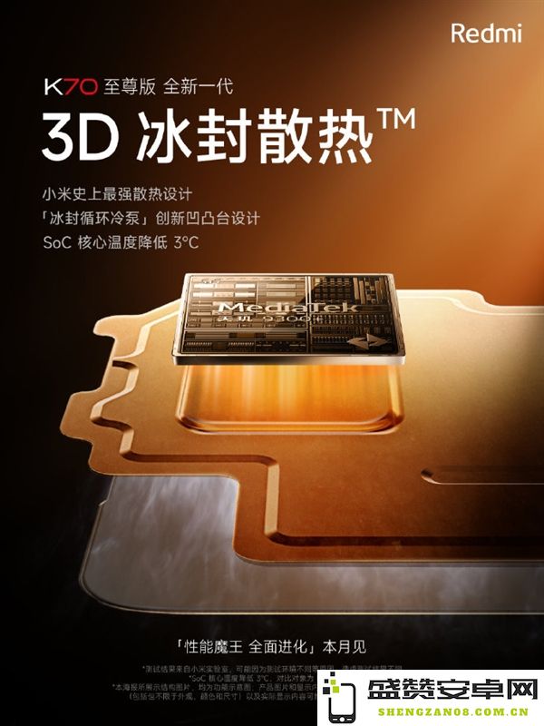 Redmi K70至尊版全面提升散热性能，SOC温度下降3℃效果显著