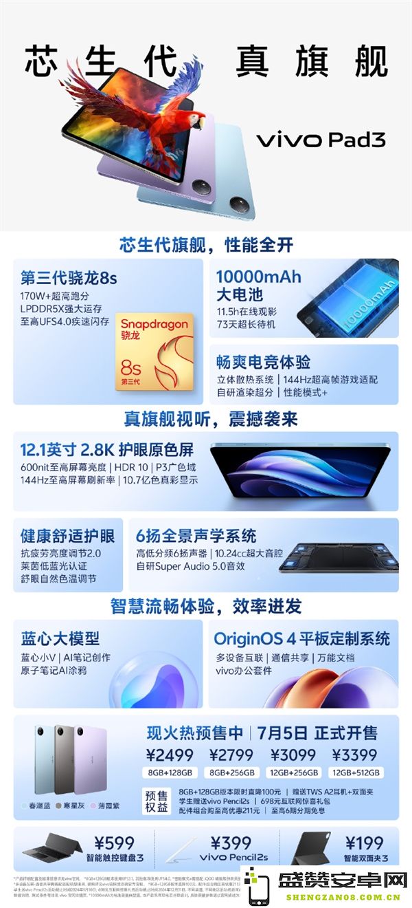 2499元起！vivo Pad3正式发布：骁龙8s Gen3配10000mAh超大电池