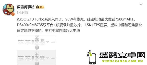 iQOO Z10 Turbo系列曝光：7500mAh续航怪兽能否颠覆千元机市场？
