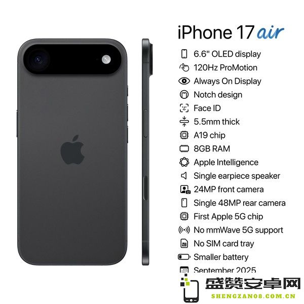 iPhone 17 Air详细参数表曝光：5.5mm机身 后置单摄